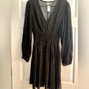 Gap B&W Polka Dot Smocked Waist Dress